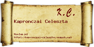 Kapronczai Celeszta névjegykártya